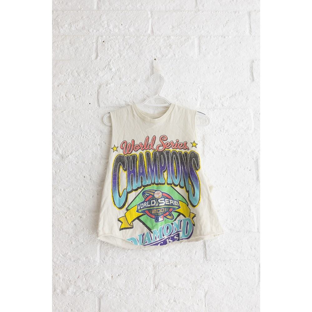 VTG 2001 World Series Champions AZ Diamondbacks MLB Sleeveless Cutoff Tee S/M